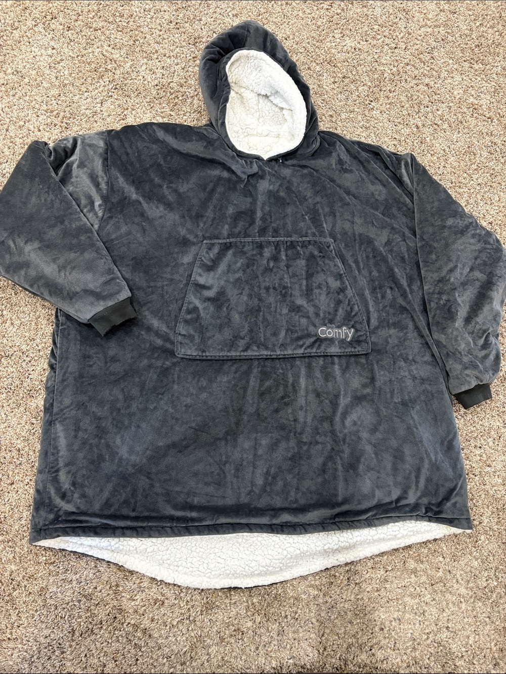 The Original Comfy Oversized Hooded, Sherp Lined Wearable Blanket - Charcoal